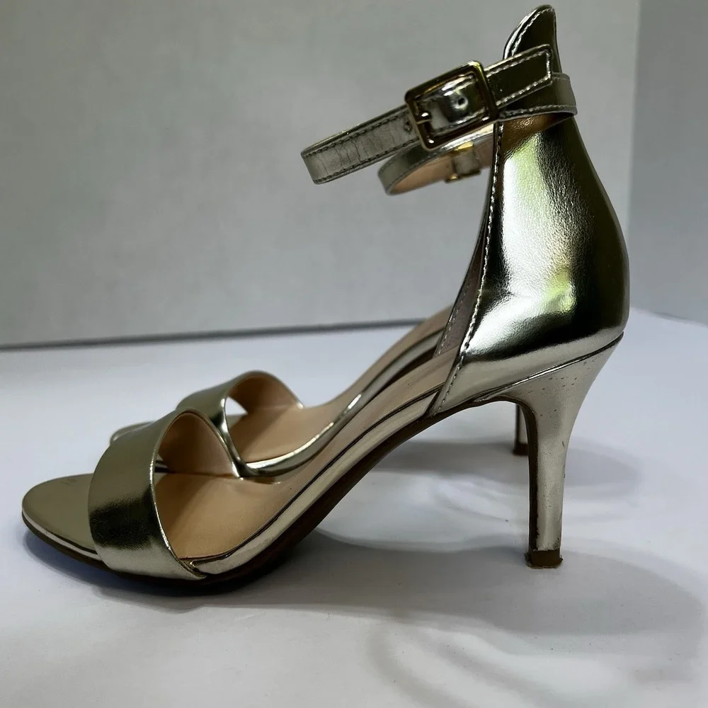 Nordstrom BP. 'Luminate'‎ Open Toe Ankle Strap Heel Size 5.5 Champagne Gold